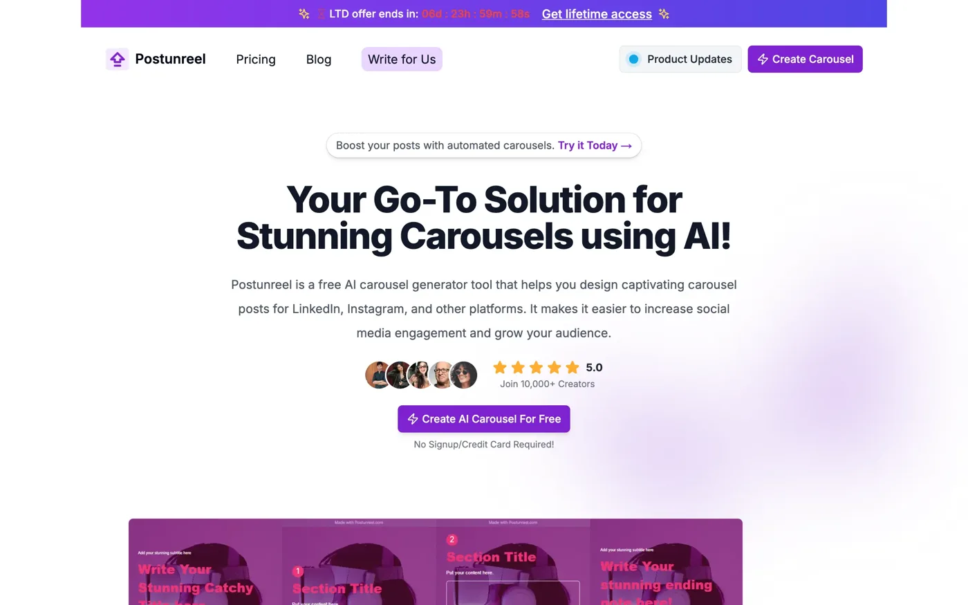 Postunreel screenshot