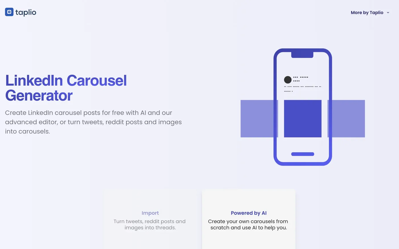 Taplio Carousel Generator screenshot